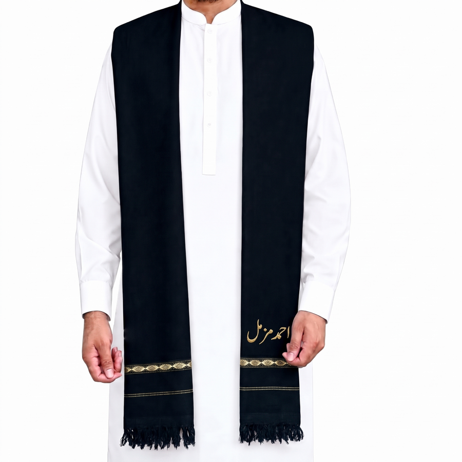 Customize Black Men’s 100% Pure Wool Shawl