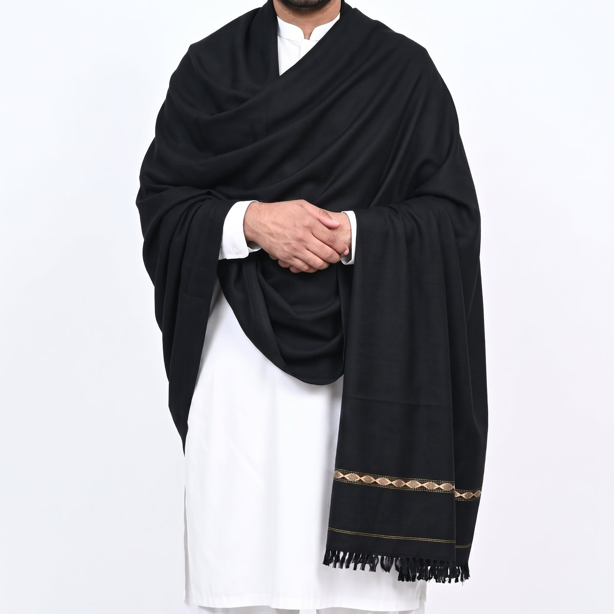 Customize Black Men’s 100% Pure Wool Shawl