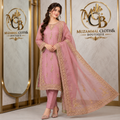 Dusty Rose Luxury Embroidered 3-Piece Suit