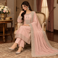 Blush Pink Pearl Embroidered 3-Piece Suit
