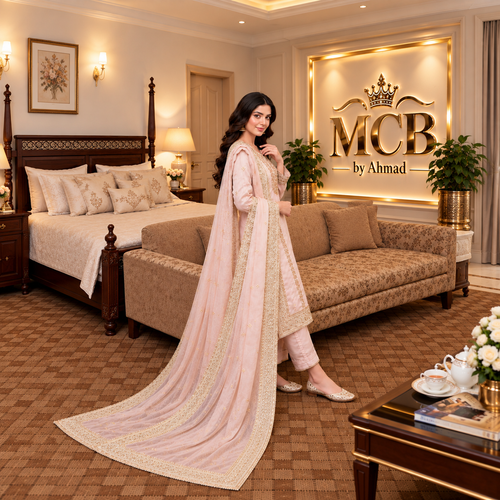 Blush Pink Royal Embroidered 3-Piece Suit