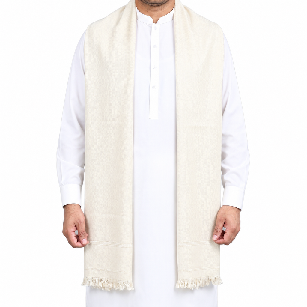 Customize Cream Men’s 100% Pure Wool Shawl