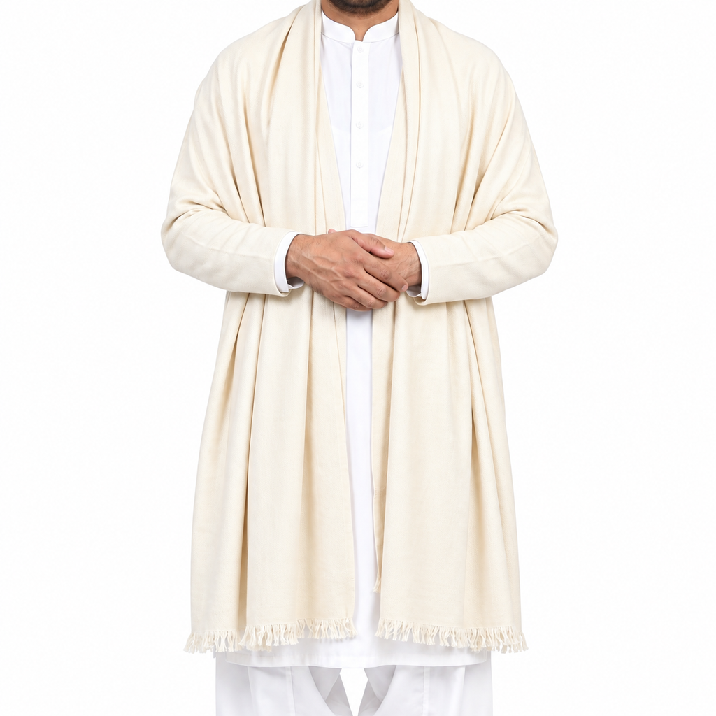 Customize Cream Men’s 100% Pure Wool Shawl