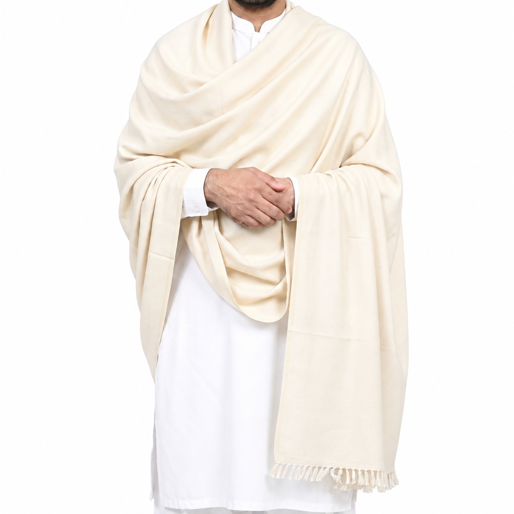 Customize Cream Men’s 100% Pure Wool Shawl