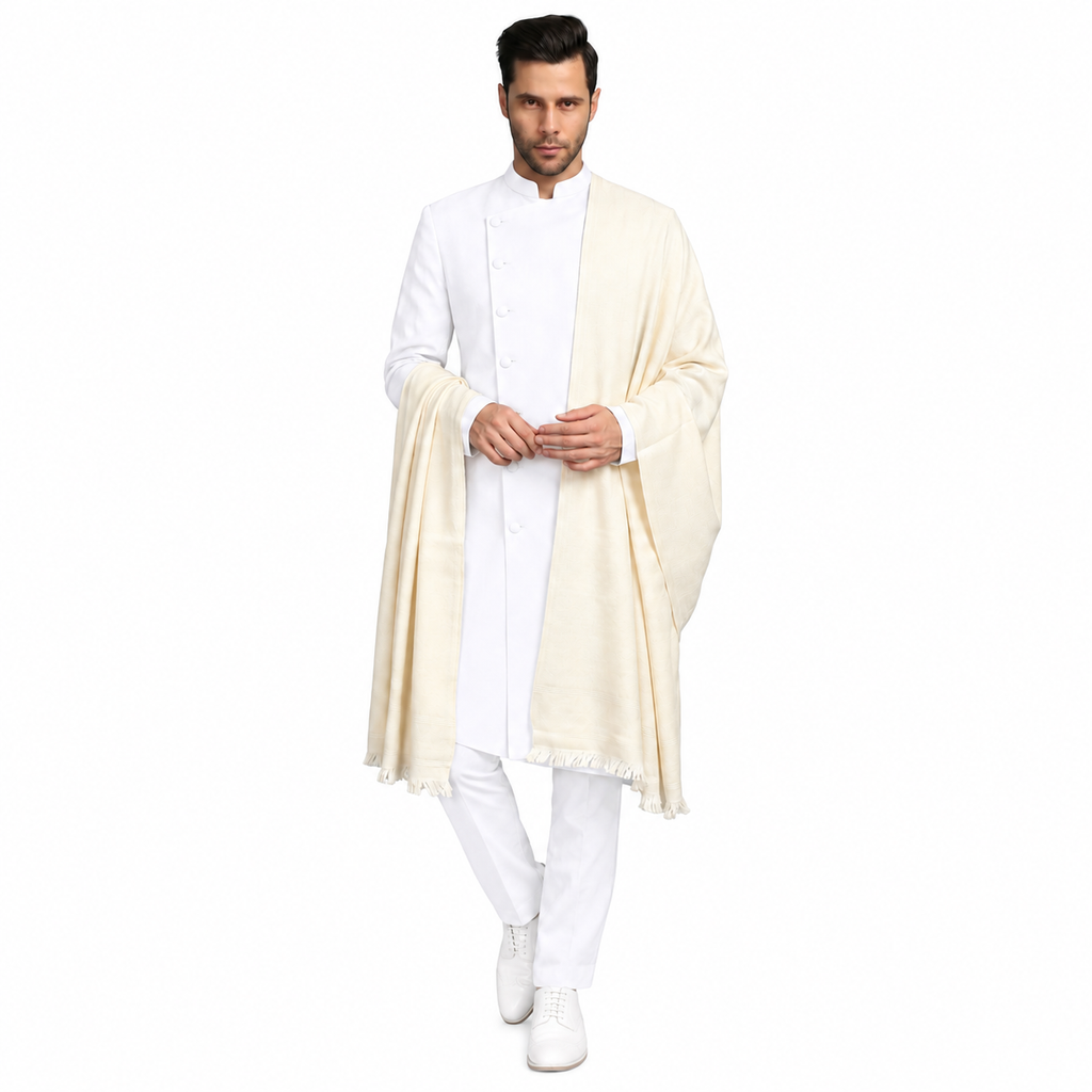 Customize Cream Men’s 100% Pure Wool Shawl