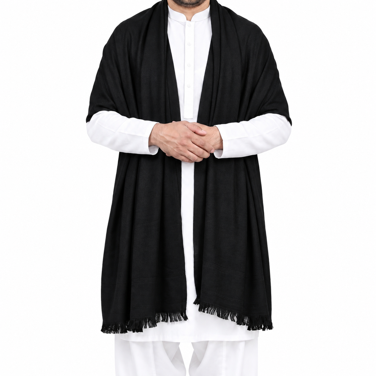Customize Black Men’s 100% Pure Wool Shawl
