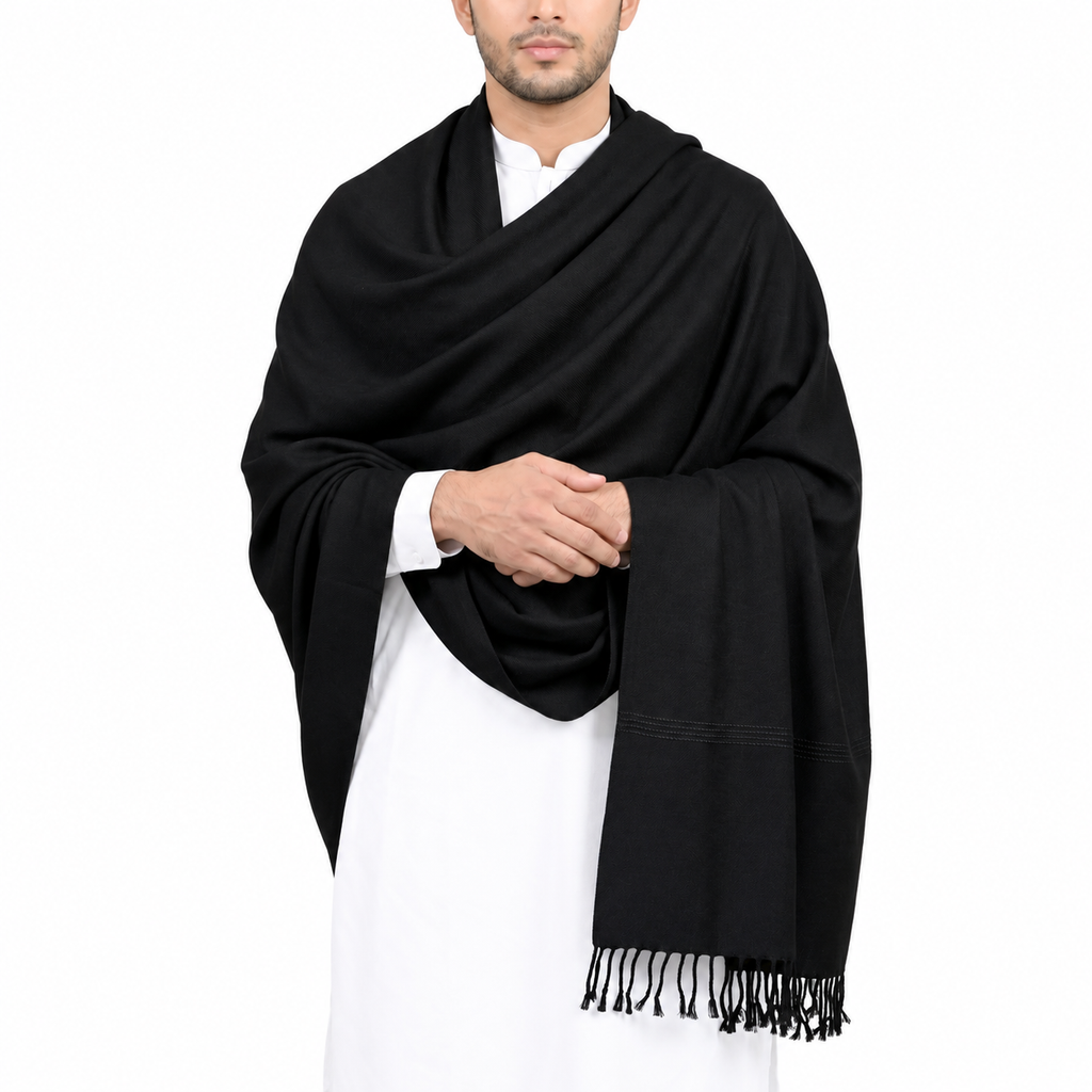 Customize Black Men’s 100% Pure Wool Shawl