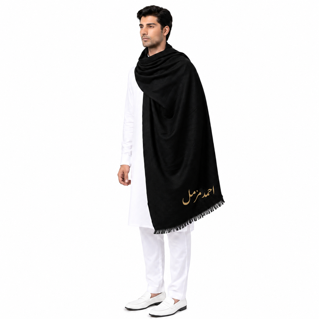 Customize Black Men’s 100% Pure Wool Shawl