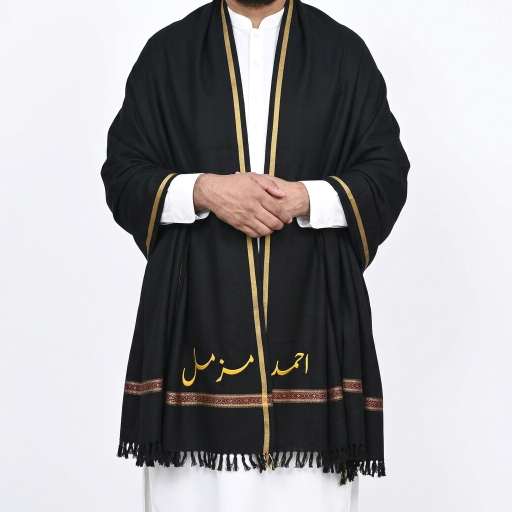 Customize Black Men’s 100% Pure Wool Shawl