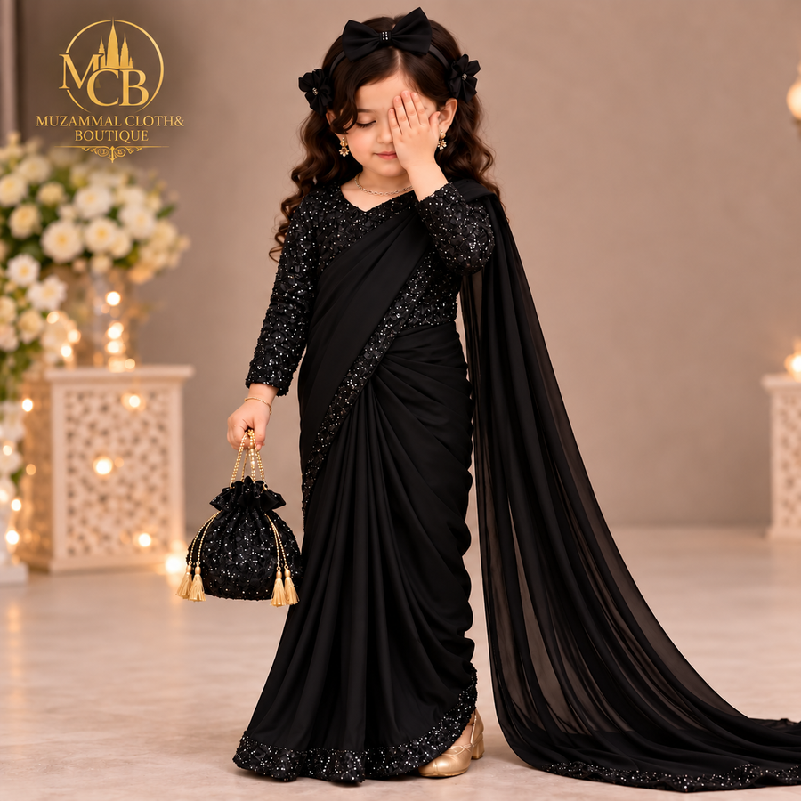 Kids Black Shamoz & Moonlight Saree