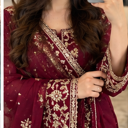 White Premium Embroidered Saree