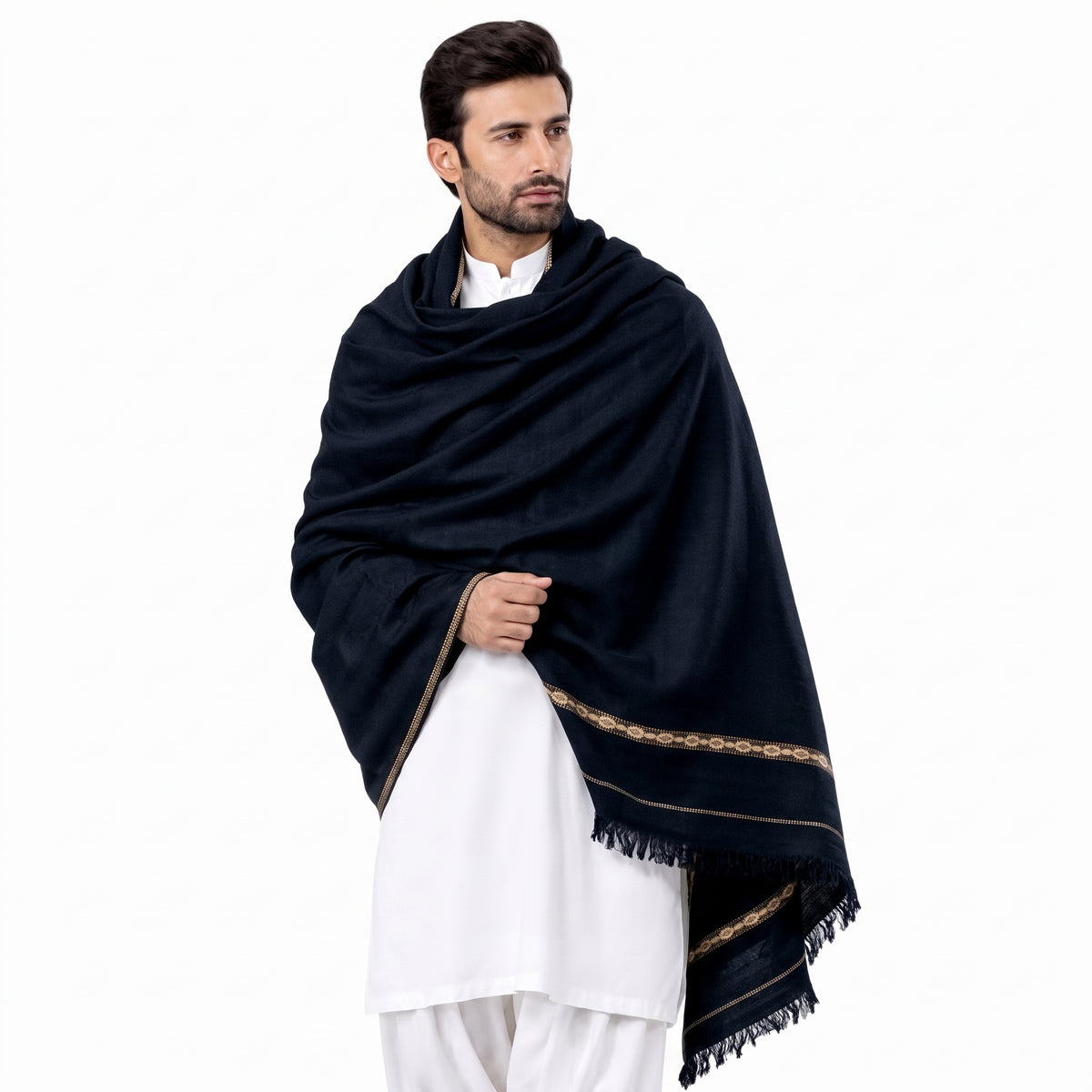 Customize Black Men’s 100% Pure Wool Shawl