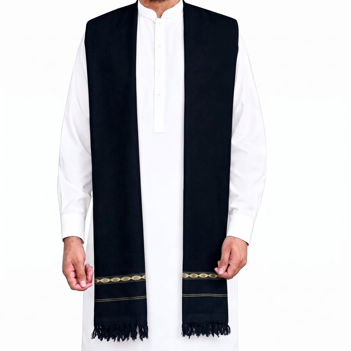 Customize Black Men’s 100% Pure Wool Shawl