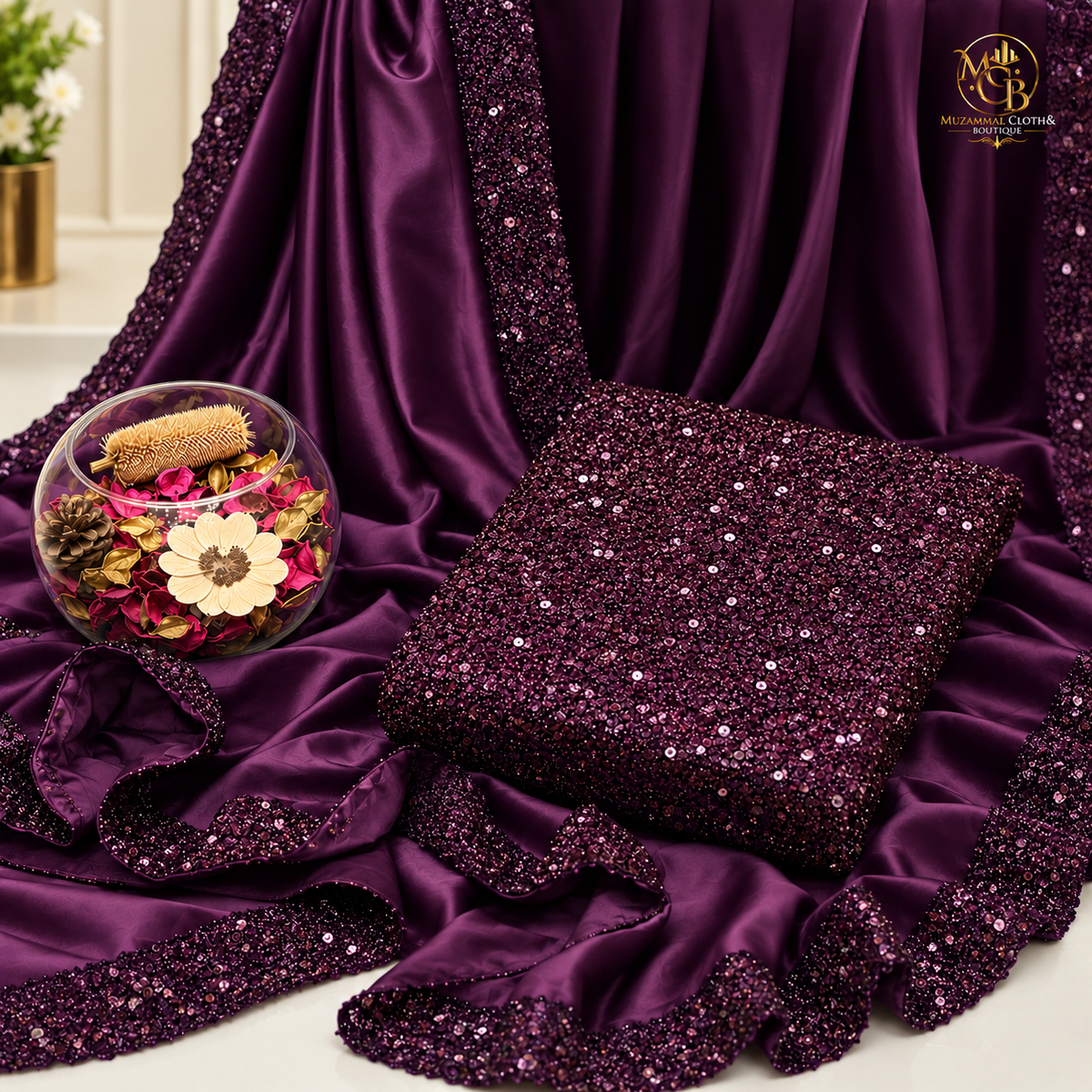 Royal Plum Sequin Saree