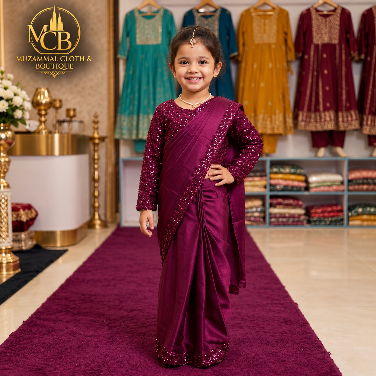 Kids Plum Shamoz & Moonlight Saree