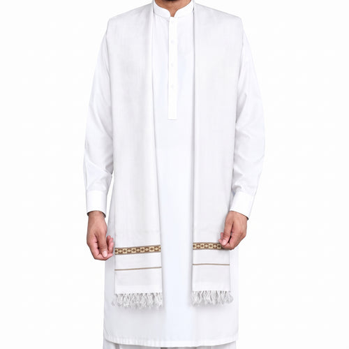 Customize White Men’s 100% Pure Wool Shawl