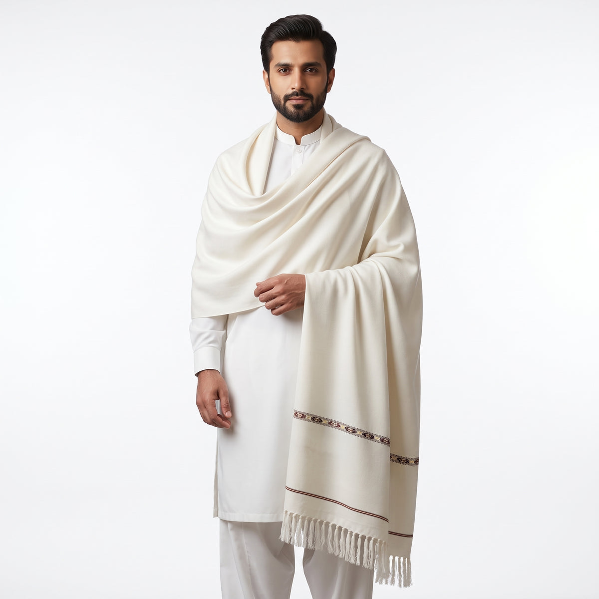 Customize Off-White Men’s 100% Pure Wool Shawl